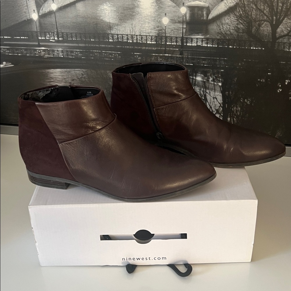 2/$7 Nine West Dark Brown Ankle Boots with box - Picture 7 of 8